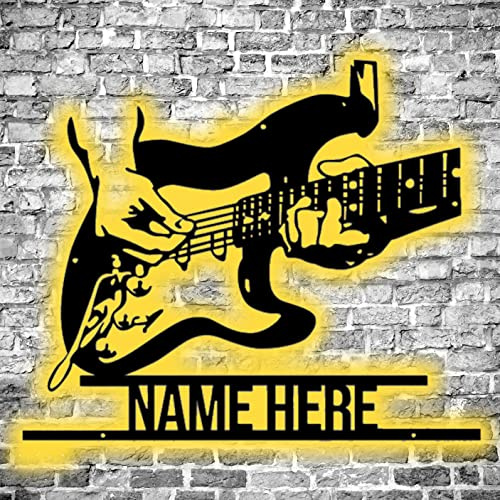 Personalized Guitar Player Neon Signs for Wall Decor Custom Name Wall Ornament with 16 Colors LED Night Light Music Theme Metal Wall Art Room Home Decor