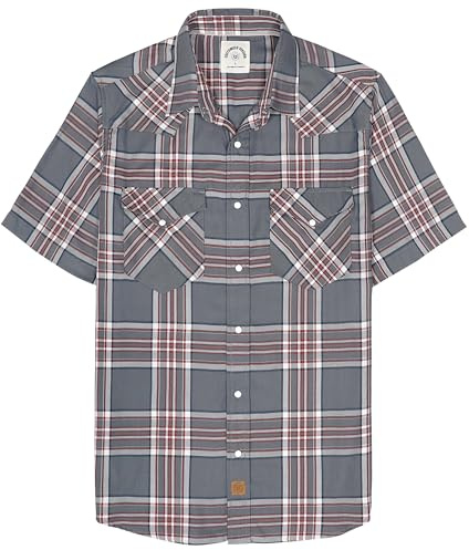 Dubinik®-skjorta i bambufiber, herr, kortärmad, avslappnad, tryckknappar, cowboy, vintage, westerntröja, XL