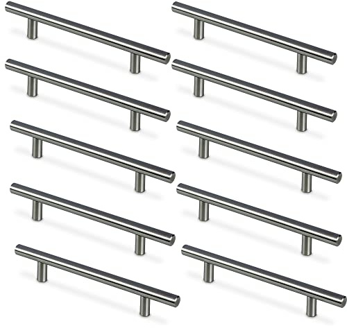 Mavö Stangengriffe 10 Stück 128 mm Silber Möbelgriffe Reli | Moderne Relinggriffe für Küche, Schubladen, Schränke und Kommoden – gebürstete Edelstahloptik, stabil, hochwertig & langlebig
