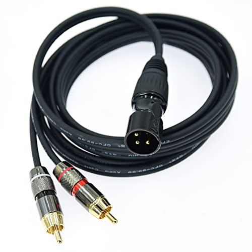 Arklove 3ft XLR Male to 2 RCA Plug Y Splitter 1 XLR 3 Pin to Dual RCA Stereo Audio Cable Phono Duplicator Lead Adapter Connector Sound Card eq Microphone Cord 2 x Unbalanced(1 Pack)