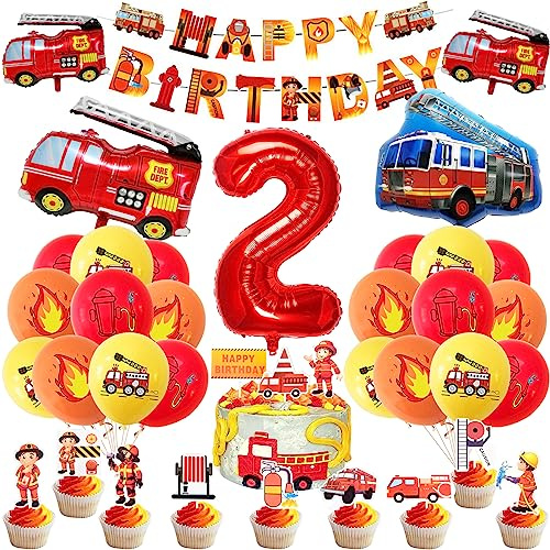 Feuerwehr Geburtstag Deko 2 Jahre 36 Stück, Feuerwehrauto 2 Geburtstag Luftballon, Kindergeburtstag Feuerwehrauto Deko, Feuerwehrmann Geburtstagsdeko, Geburtstagsdeko 2 Jahre Junge | Feuerwehrauto 2 Geburtstag Luftballon, Kindergeburtstag Feuerwehrauto Deko, Geburtstagsdeko 2 Jahre Junge