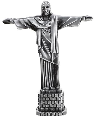 NAMOARLY Tischplatte Jesus Desktop-Ornament Jesus Handwerk Katholische Kirche Jesus Dekoration Heilige Jesus Figur Christus Der Erlöser Statue Reisen Schreibtisch Brasilien Legierung