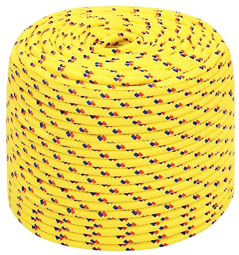 vidaXL Corde de Bateau Corde de Levage Câble d'Amarrage Ancrage Navire Lignes de Gréement Corde à Linge Jaune 10 mm 100 m Polypropylène