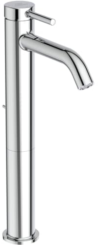 Ideal Standard BD763AA Ceraline Nuovo Waschtischarmatur mit Ablauf, Verlängerter Sockel, Bad-Wasserhahn mit Auslauf, Mischbatterie Waschbecken, Wassersparend BlueStart, Chrom