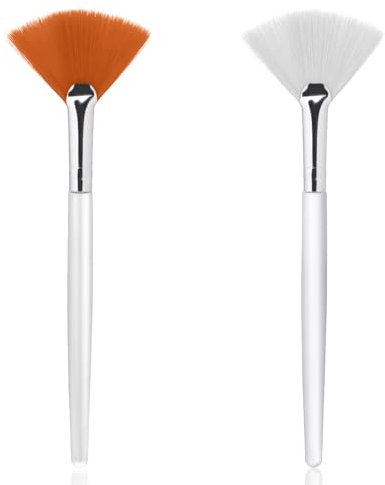Giantree Lot de 2 pinceaux de maquillage éventails, 15 cm, pinceau pour masque doux, applicateur d'acide pour le visage, pinceaux cosmétologues, brosses pour le visage pour femmes et filles,