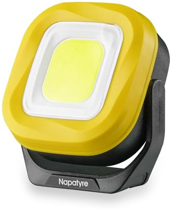Napatyre LED Strahler Akku,1000 Lumen Baustrahler Akku mit Magnet und 180° Drehbar, 4 Lichtmodi Tragbare Arbeitsleuchte LED Akku für Garage Werkstatt Camping (1 Stück)