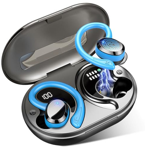 Cuffie Bluetooth Sport, Auricolari Bluetooth 5.3 con 4ENC Mic Stereo, 48H Cuffie Wireless, Cuffiette Bluetooth Doppio Display LED, IP7 Impermeabili Earbuds, Cuffie Senza Filo con Ricarica Rapida USB-C