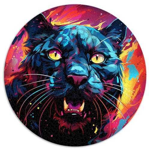 1000 Puzzleteile für Erwachsene und Kinder, rundes Puzzle „Das Schwarze Panther“, geeignet für Erwachsene und Kinder ab 12 Jahren, Puzzle aus Pappe, Geschenk zum Geburtstag. Größe: 67,5 x 67,5 cm.
