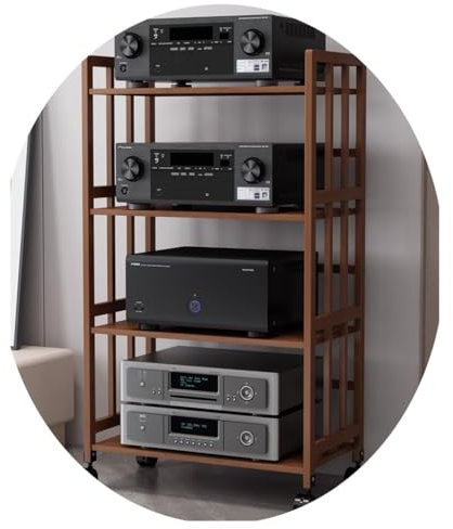 3/4/5-lagiges HIFI-Audiogehäuse Bambus-HiFi-Rack AV-Regal Mit Rolle HIFI-Audiogehäuse Audio-Video-Komponenten Stereoanlage Audio-Video-Komponenten(Brown,70 * 38 * 123cm(4Tier))