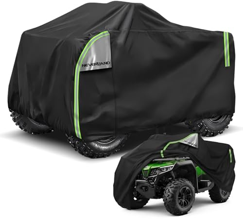 NEVERLAND Housse Quad ATV Imperméable XL, 210 x 120 x 115 cm, 2500 Pa | Oxford 210D à revêtement argenté, avec aérations, bandes réfléchissantes, sangle coupe-vent et sac de rangement.