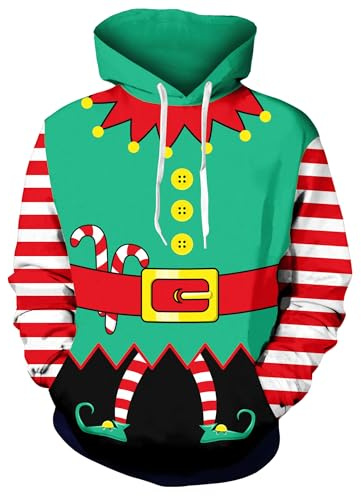 Ful jul huvtröjor män kvinnor roliga 3D-tryck mönster tröja pullover par julfest cool spårig tröja med huva, 7 jul, M