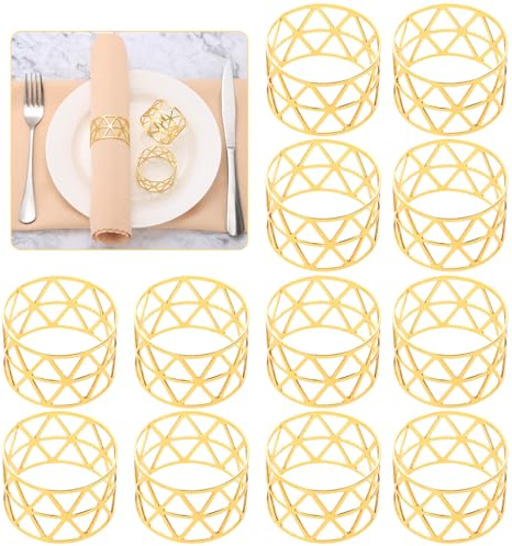 Mtsooning Goldene Vintage Serviettenringe aus Metall, für Feiertage | 12 Stk Vintage Serviettenringe in Gold, Tischdekoration für Weihnachten, Hochzeiten und Gemütliche Familienfeiern