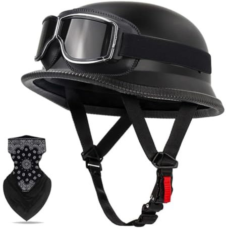 Motorradhelm Halbschalenhelm mit ECE, Retro Motorrad Leder Halbhelm Mit DOT/ECE Zertifizierung Vintage Motorrad Jethelm Kappe Halbschalenhelm für Cruiser Scooter Chopper