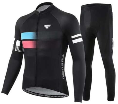 Abbigliamento Ciclismo Uomo Invernale Completo Abbigliamento Ciclismo Bici Pile Maglia Tuta Bicicletta +Pantaloni Imbottiti Con 3D Gel pad Traspirante Sportivo (Rot, L)