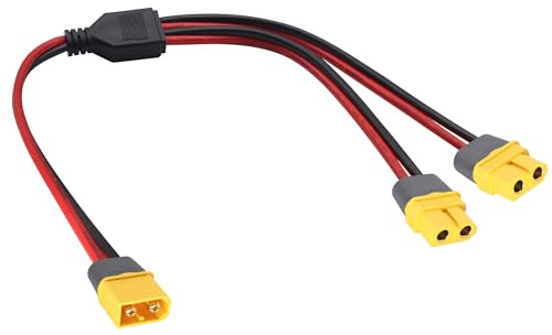 AAOTOKK XT60 Female Plug Splitter Extension Cable XT60 Male to Dual Female 12V 14AWG Cable Dual Extension Y Splitter Male to Female Extension Cord for Solar Panel,Drone,RV,Ship Etc(37cm/1M to 2F)