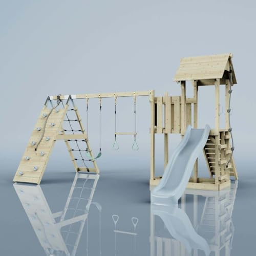 PolarPlay Spielturm Roskilde aus Holz in Blau Trapezstange