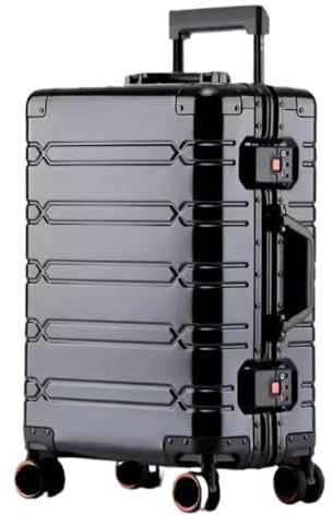 Trolley Rollkoffer Aluminium-Magnesium-Metall-Hartschalenkoffer, Rollwagen, Großes Fassungsvermögen Reisekoffer Gepäck Reisegepäck