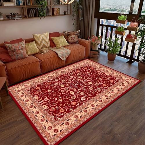Grand tapis de yoga élégant et facile à nettoyer - Ne se décolore pas - Pour chambre à coucher - Rouge - 180 x 280 cm