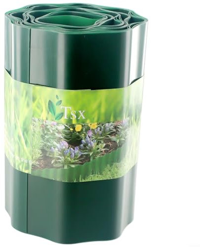 HomeVortex Bordure de pelouse de jardin, bande de bordure en plastique flexible de 9 m pour allée, parterres de fleurs, séparateur d'aménagement paysager, vert (20 cm x 9 m)