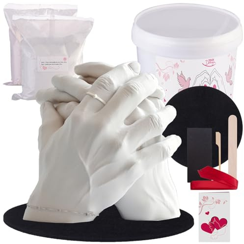 Your Design Abdruckset: 4er-Set 3D-Handabdruck-Sets für Paare, detailreicher Gipsabdruck (Gipsabdruckset, Abdruckmasse)