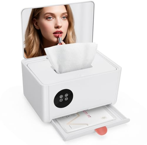 Baby Feuchttücherwärmer, MYPIN Feuchttuchwärmer für Babys, Feuchttücher Spenderbox mit LED-Touchscreen, Schnelle & gleichmäßige 2-lagige Heizung, 4 Stufen der Temperatureinstellung, Innenfläche