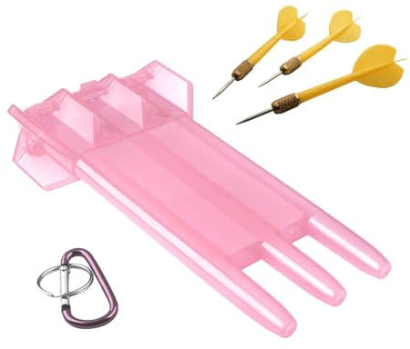 Dartcase – Leichter Darthalter, Dart-Kisten | Langlebige Dartpfeile für Steeldarts, tragbare transparente Dart-Brieftasche mit Schlossschnalle, Hot Pink, Se référer au descriptif, Modern