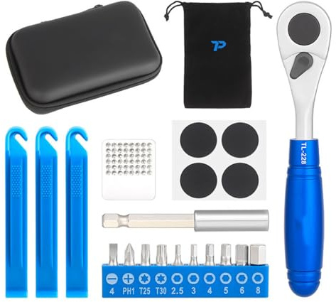 HOUSON Bicycle 72-Tooth Ratchet Screwdriver Set for Bikes - with Tire Levers & Repair Kit - Chrome Vanadium & S2 Steel - Magnetic & Compact