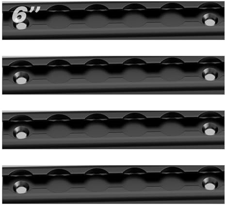 vandrabase 4 Pack L Track Rail, 6 Inch(152mm) Aluminum L Track,Short Airline Tie Down Rail for Tight Spaces, Truck Beds, Vans, Pickups, Trailers, Motorcycles, ATVs, Dirt Bikes-Black Anodized