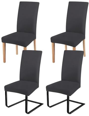 ZCLIKEU Stuhlhussen 4er Set Schwingstühle Universal Husse, Moderne Stretch Stuhlhussen Abnehmbarer Waschbarer Stühle für Haus, Küche, Hotel, Restaurant, Hochzeit Partys –Dunkelgrau