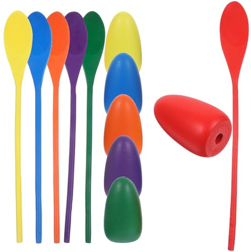 SOIMISS Wooden Balancing Game Toy and Sensory Training Spoon Game for Kids Outdoor Educational Play Early Learning 6pcs Set