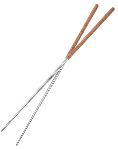 Ipetboom Bacchette Lunghe Per Hot Pot e Frittura in Acciaio 304 Manico in Legno Di Pollo, Resistenti e Riutilizzabili Per Cucina, Barbecue, Campeggio e Ristorante Da 40 Cm