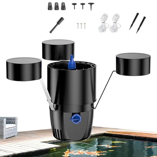 WHIPIN Skimmer Flotante para estanques, limpiafondos automático de 45 W, recogedor de Hojas para Fuentes de estanques con 3 Modos de Fuente, recogedor de Hojas Superficiales