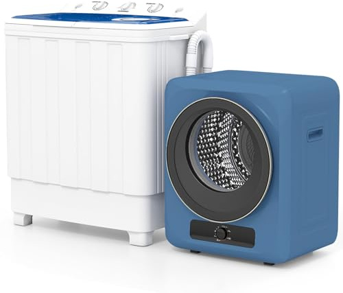 Auertech Portable Washer and Dryer Combo, 28 Lbs Twin Tub Washing Machine, 1.5 Cu.Ft Compact Clothes Dryer, Portable Washing Machine and Dryer Set for Laundry Apartment, RV, Dorm, Blue