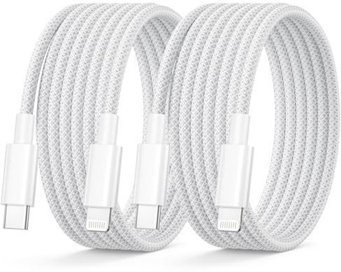 Cable iPhone 2M Lot de 2, Cable USB C Lightning Charge Rapide cable Cordon | [Apple MFi Certifié] Nylon Câble Lightning Fil Chargeur iPhone pour iPhone 14 13 12 Mini 11 Pro Max X XS XR 8 Plus SE, iPad