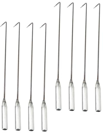 DIYEAH 8pcs Steel Fire Pit Poker Sticks Long Handle Fireplace Ash Cleaning Hooks BBQ Accessories Heat-Resistant Rake for Outdoor Barbecues and Smokers