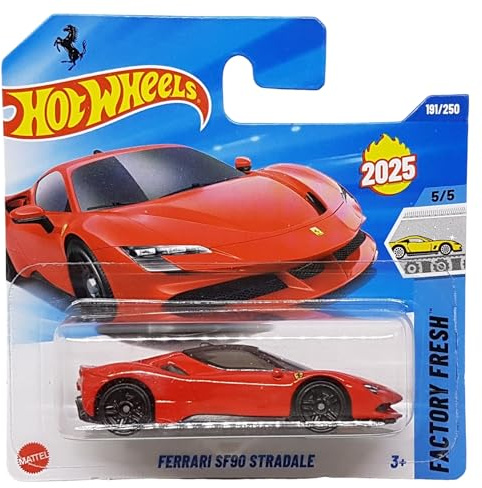 Hot Wheels Ferrari SF90 Stradale Supersportwagen - Factory Fresh 5/5 - Short Card - rot - Mattel 2025 – Lizenzmodell - 1:64