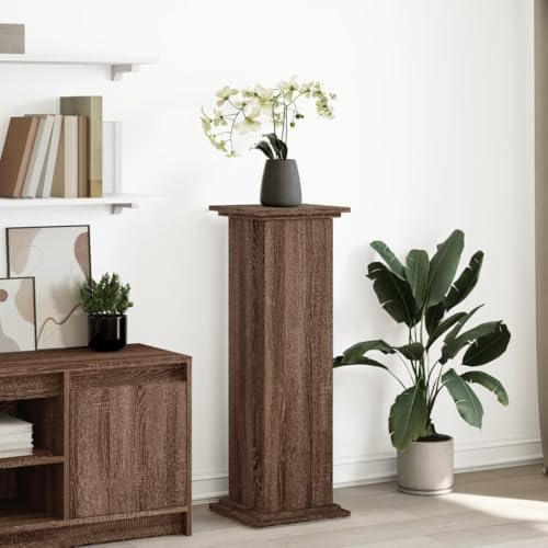 Frdhee Blumentopf Ständer Pflanzenhocker,Postament mit Stauraum Eichen-Optik 31x30x90 cm Holzwerkstoff,Pflanzenhocker für den Innen- und Außenbereich