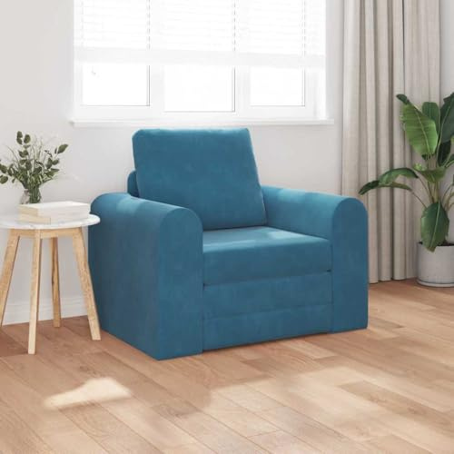 Frdhee Wohnzimmersofa Ecke Sofa Sofagarnitur,Sofa Bett Blau 98 x 71 x 83 cm Samt,Kleine Couch Für Wohnzimmer,Schlafzimmer,Büro,Wohnung