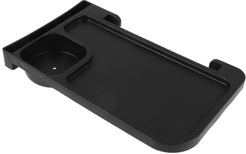UKCOCO Bandeja Portavasos para Silla Plegable Negra, Soporte Lateral para Bebidas y Móvil, Accesorio para Sillas de Jardín, Camping y Terraza, Bandeja Organizadora Resistente de Plástico
