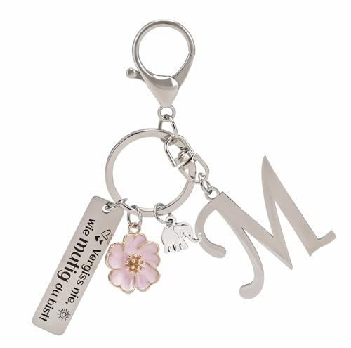 Blustrio Schlüsselanhänger Buchstabe Motivierendes Geschenk Silber Edelstahl Glücksbringer Schlüsselanhänger Personalisierte Geschenke mit Schlüsselbund für Frauen Mädchen Tochter Freundin