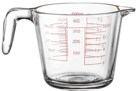 Kivivaka Verre doseur 500 ml, résistant à la chaleur et passe au micro-ondes, marques de mesure claires pour liquides et ingrédients secs, bec verseur pour verser sans désordre