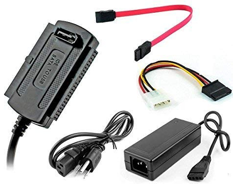Jx2 – Kit adaptateur SATA/IDE USB 2.0 avec alimentation compatible avec disque dur 2.5, 3,5, 5,25, CD-ROM, DVD, appareil combiné, DVD-RW, ordinateur portable