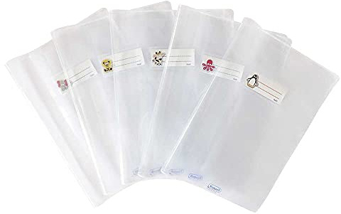 Favorit Buchumschläge mit Etikett, 10 Stück. Transparent, Polypropylen (PP), Klappverschluss, Einfarbig