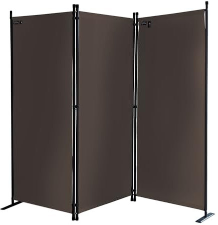 QUICK STAR Paravent 3 Teilig 170 x 165 cm Stoff Raumteiler Trennwand Balkon Sichtschutz Stellwand Faltbar Taupe