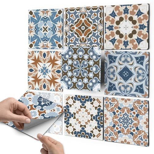 CREATISTO Fliesenaufkleber Fliesenfolie Mosaikfliesen - Hochwertige Aufkleber Sticker für Fliesen I Klebefliesen Deko Folien für Fliesen in Küche u. Bad/Badezimmer (15x15 cm I 9 -Teilig)