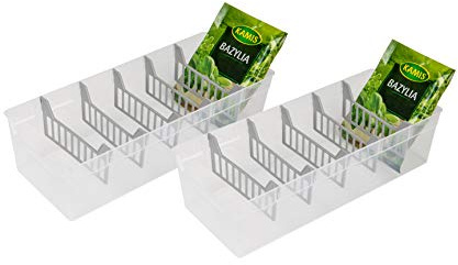 BranQ - Home essential 5901098048903 - Recipiente para especias (2 unidades, plástico polipropileno, 30,7 x 11,3 x 8 cm), transparente