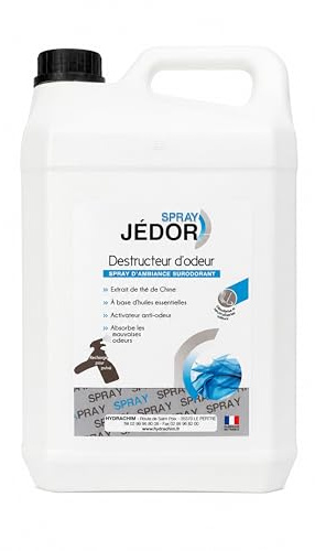 Jedor Destructeur d'Odeur Bidon 5L – Désodorisant Maison à Base d'Huiles Essentielles - Anti Odeur Efficace - Neutralise les Mauvaises Odeurs & Parfume l'Air - Grand Format Économique - Made in France