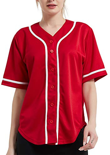 TOPTIE Maglietta da Baseball con Bottoni a Vita Bassa Hip Hop in Jersey da Baseball da Donna