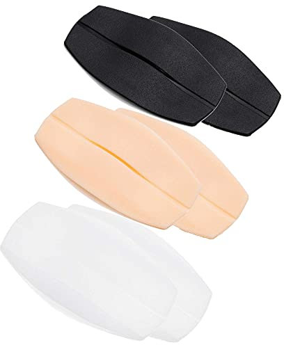 Herzmutter Cuscinetti spalline reggiseno – 6 Pezzi – Antiscivolo – Cuscini in Silicone – Per Alleviare Dolori alla spalla - Ridurre la Pressione – Beige-Nero-Bianco - 9300
