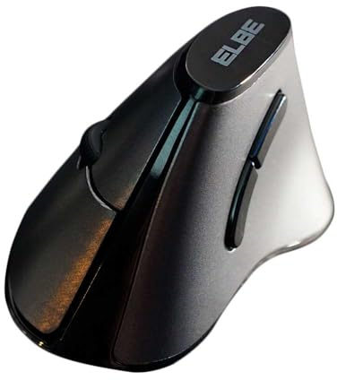 Elbe RT-102 - Ratón inalámbrico Vertical ergonómico, diseño para relajar muñeca y antebrazo Durante Uso. Compartimento para Guardar Receptor Nano USB, 800dpi, Negro